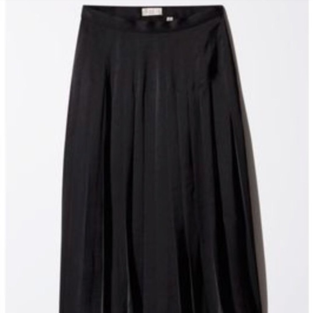 Aritzia Black Pleated Maxi Skirt